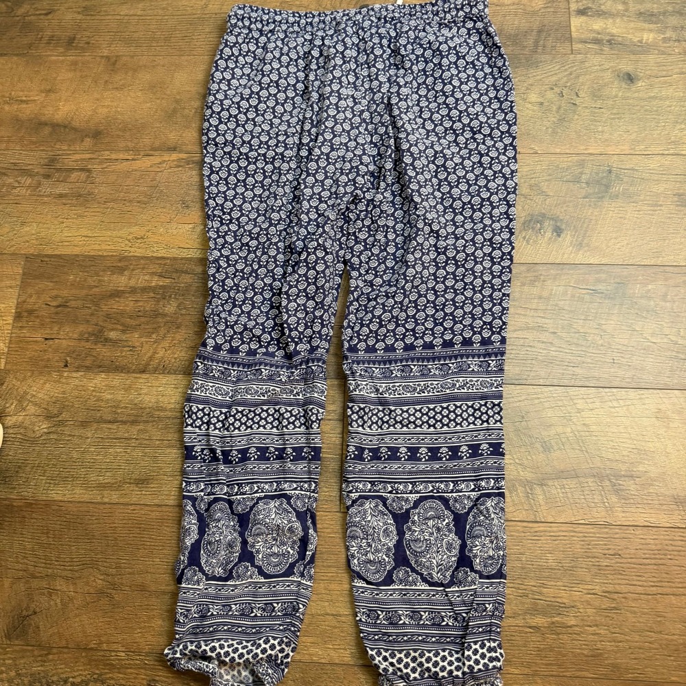 Roxy Purple White Floral Paisley Boho Beach Lounge Pants‎ Drawstring Small - Picture 2 of 11